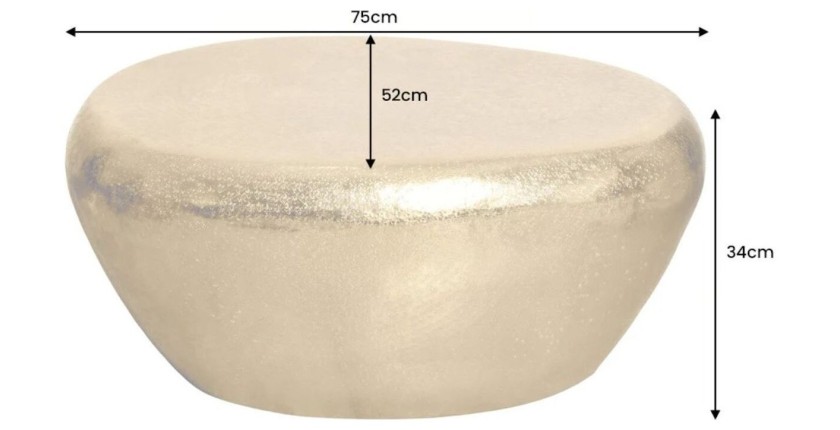 Mesa baja GALEA dorada en aluminio martillado – Diseño orgánico contemporáneo
