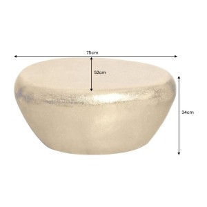 Mesa baja GALEA dorada en aluminio martillado – Diseño orgánico contemporáneo