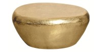 Mesa baja GALEA dorada en aluminio martillado – Diseño orgánico contemporáneo