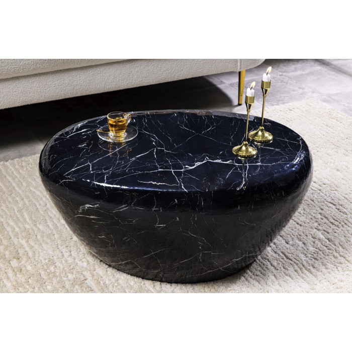 Tavolino GALEA nero effetto marmo - Alluminio design contemporaneo