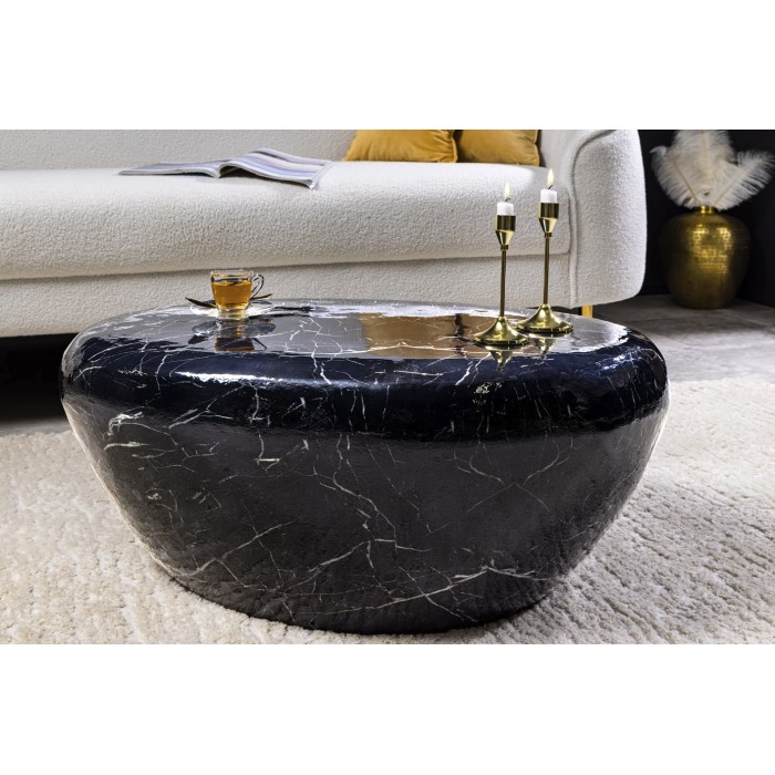Tavolino GALEA nero effetto marmo - Alluminio design contemporaneo