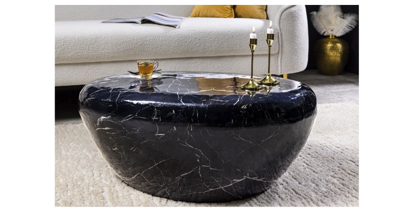 Table basse GALEA noire effet marbre vue de face