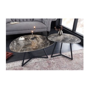 Table basse PETRANO 90cm mise en situation avec une autre table basse PETRANO