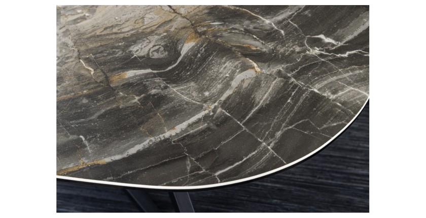 Zoom sur le motif de la table basse PETRANO 90cm effet pierre taupe