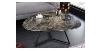 Table basse PETRANO 90cm effet pierre taupe mise en situation