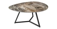 Table basse PETRANO 90cm effet pierre taupe