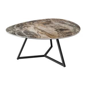Table basse PETRANO 90cm effet pierre taupe
