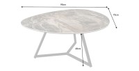 Table basse PETRANO 90cm effet pierre taupe dimensions