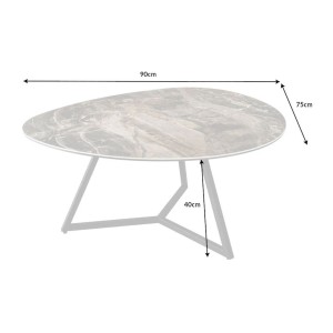 Table basse PETRANO 90cm effet pierre taupe dimensions