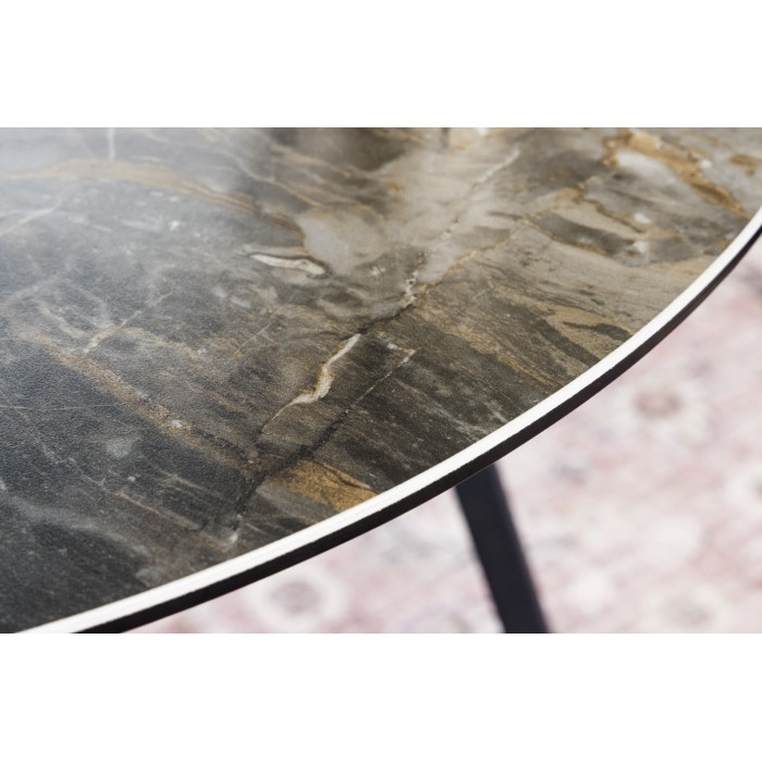 Tavolino basso PETRANO 70 cm effetto pietra taupe – Piano in ceramica e vetro temperato