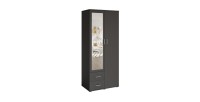 Armoire TOM 2 portes avec miroir et 2 tiroirs gris anthracite 80 cm