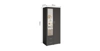 Armoire TOM 2 portes avec miroir et 2 tiroirs gris anthracite 80 cm