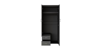 Armoire TOM 2 portes avec miroir et 2 tiroirs gris anthracite 80 cm
