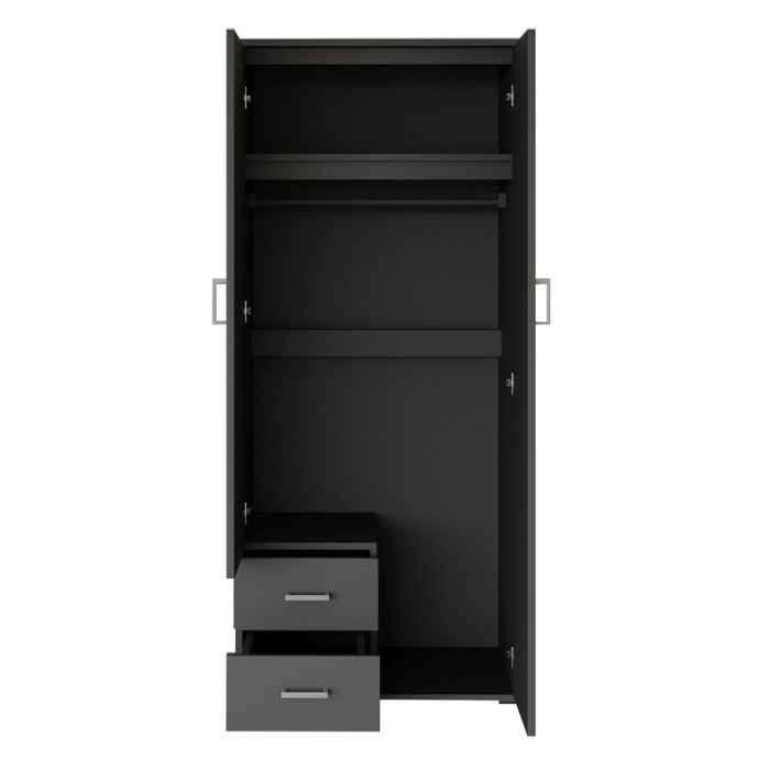 Schrank TOM mit 2 Türen, Spiegel und 2 Schubladen in Anthrazitgrau 80 cm