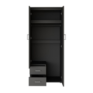 Armoire TOM 2 portes avec miroir et 2 tiroirs gris anthracite 80 cm