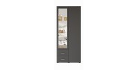 Armoire TOM 2 portes avec miroir et 2 tiroirs gris anthracite 80 cm