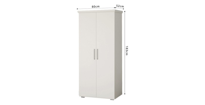 Armoire TOM 2 portes et 2 tiroirs blanche 80 cm