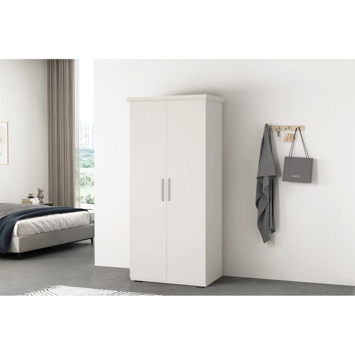 Schrank TOM mit 2 Türen und 2 Schubladen, weiß, 80 cm