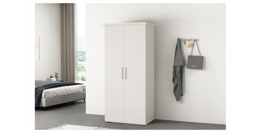 Armoire TOM 2 portes et 2 tiroirs blanche 80 cm