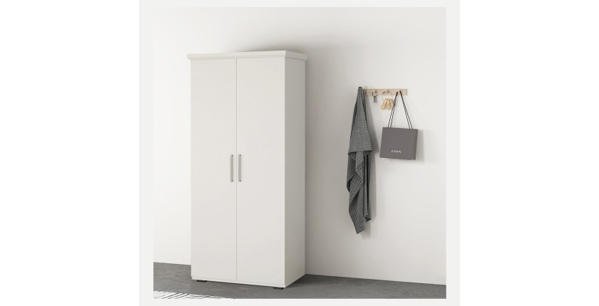 Armoire TOM 2 portes et 2 tiroirs blanche 80 cm