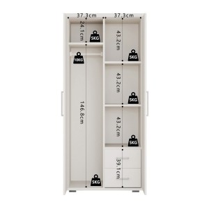 Armoire TOM 2 portes et 2 tiroirs blanche 80 cm