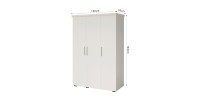 Armoire TOM 3 portes blanche mate avec penderie 120 cm