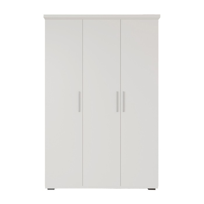 Schrank TOM 3-türig in mattem Weiß mit Kleiderstange 120 cm