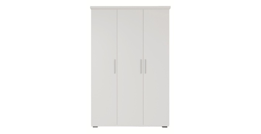 Armoire TOM 3 portes blanche mate avec penderie 120 cm