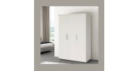 Armoire TOM 3 portes blanche mate avec penderie 120 cm