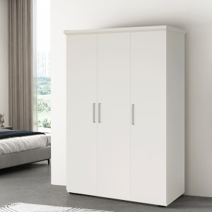 Armoire TOM 3 portes blanche mate avec penderie 120 cm