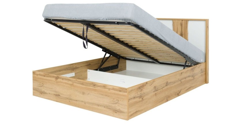 Lit coffre WOOD 180x200 avec coffre ouvert