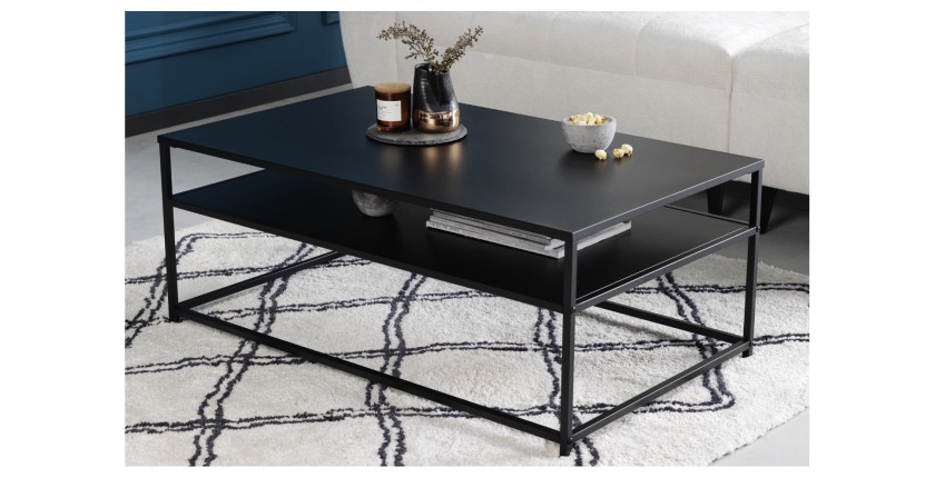 Table basse KORUM 100cm avec sous plateau mise en situation