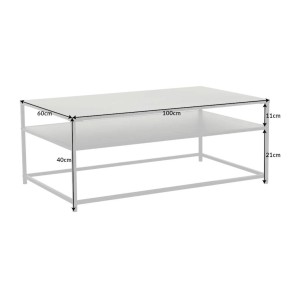 Table basse KORUM 100cm avec sous plateau dimensions