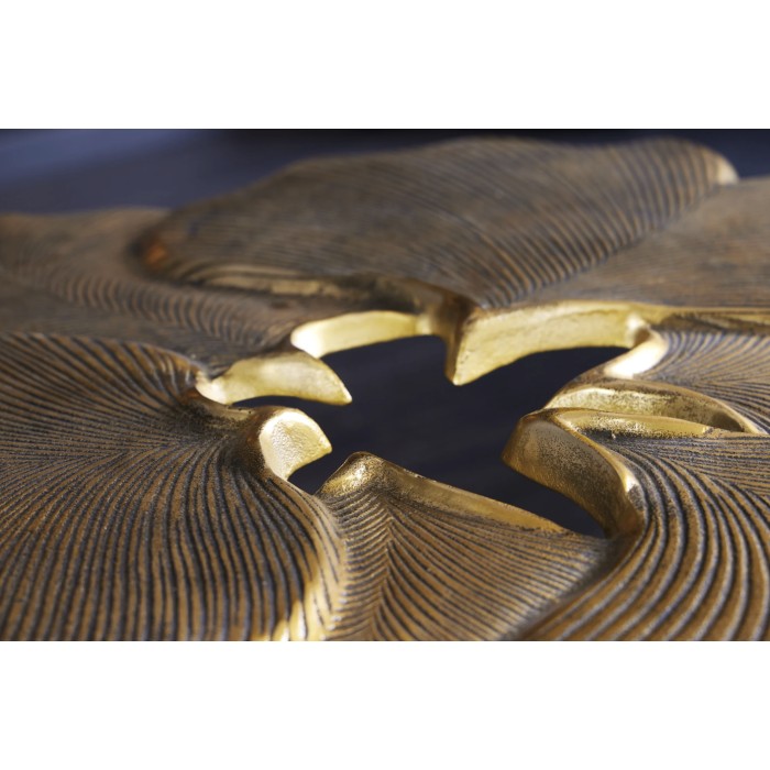 Tavolino basso LOTUSIA dorato 95 cm in alluminio con piano a forma di fiore design