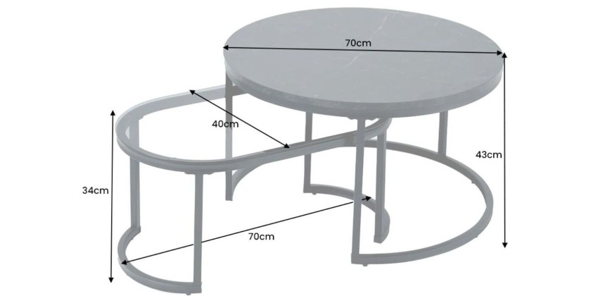 Tables basses VELTO dimensions