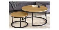Tables basses gigognes VELTO avec plateau aspect bois mise en situation