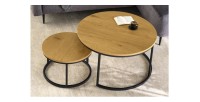 Tables basses gigognes VELTO avec plateau aspect bois vues de haut