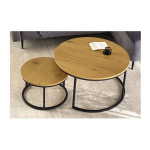 Tables basses gigognes VELTO avec plateau aspect bois vues de haut