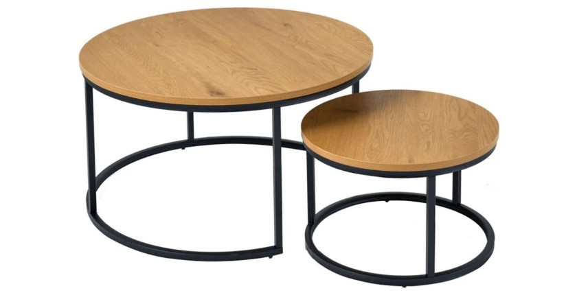 Tables basses gigognes VELTO avec plateau aspect bois