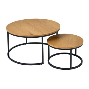 Tables basses gigognes VELTO avec plateau aspect bois