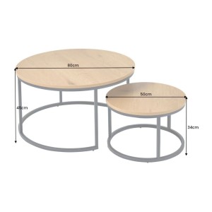 Tables basses gigognes VELTO avec plateau aspect bois dimensions