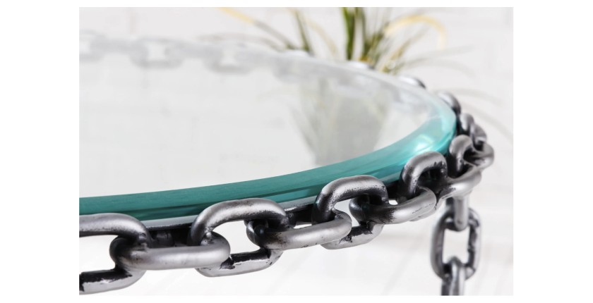 Zoom sur la jonction entre la structure et le plateau de la table basse FORGIA