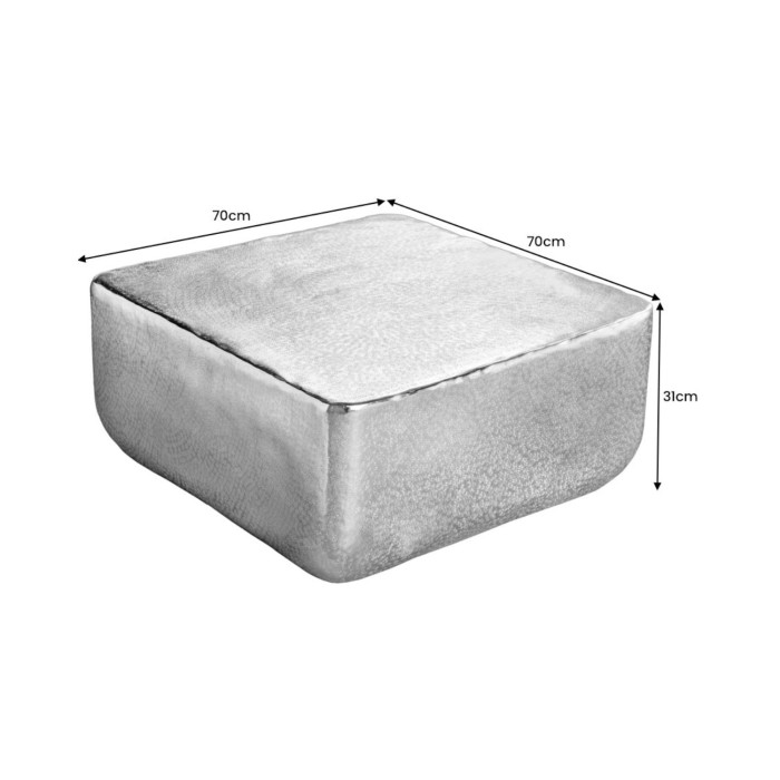 Tavolino quadrato AURUM 70 cm in alluminio dorato martellato – Design artigianale chic