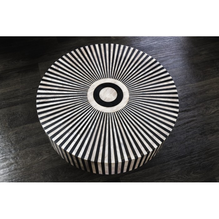 Tavolino basso rotondo ZEBRY 60 cm nero e bianco – Design grafico contemporaneo