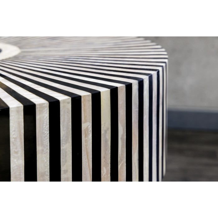 Tavolino basso rotondo ZEBRY 60 cm nero e bianco – Design grafico contemporaneo