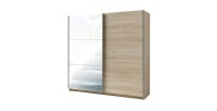 Armoire, garde robe  2 portes coulissantes avec miroir - chêne sonoma - Collection ARSALA