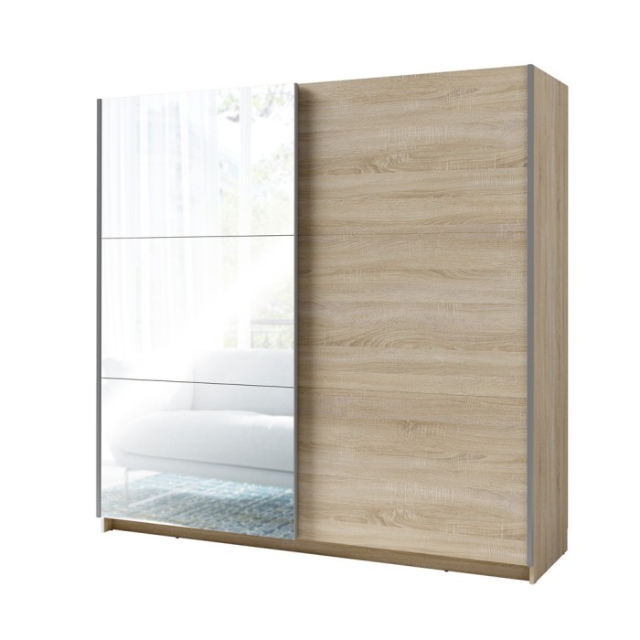 Armoire, garde robe  2 portes coulissantes avec miroir - chêne sonoma - Collection ARSALA