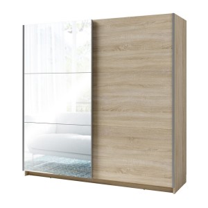 Armoire, garde robe  2 portes coulissantes avec miroir - chêne sonoma - Collection ARSALA