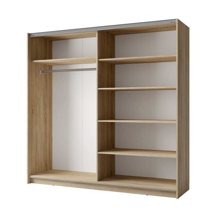Armoire, garde robe  2 portes coulissantes avec miroir - chêne sonoma - Collection ARSALA