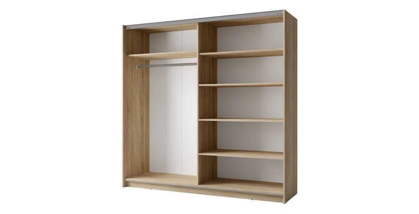Armoire, garde robe  2 portes coulissantes avec miroir - chêne sonoma - Collection ARSALA